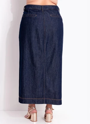 Marguerite - Saia Jeans Escuro Midi Evasê - MARGUERITE