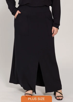 Lisamour - Saia Longa com Fenda Frontal Preta - LISAMOUR