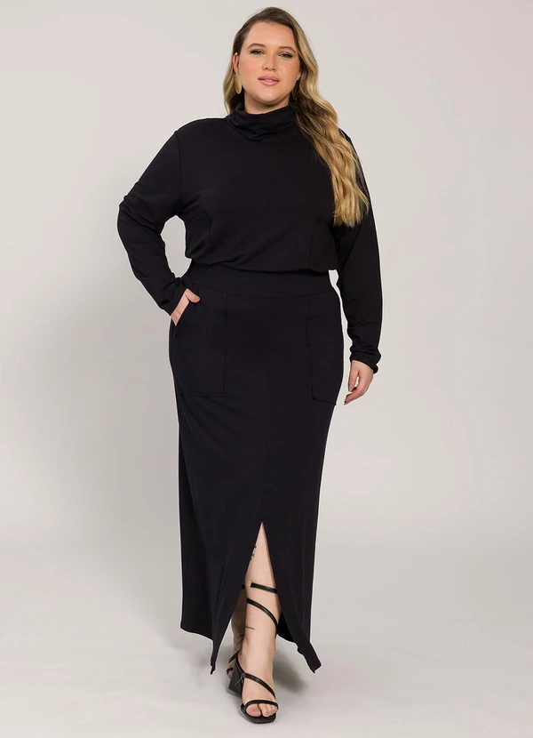 Lisamour - Saia Longa com Fenda Frontal Preta 4