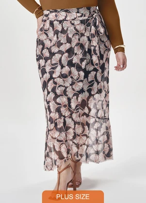 Lisamour - Saia Longa Estampada Preta - LISAMOUR