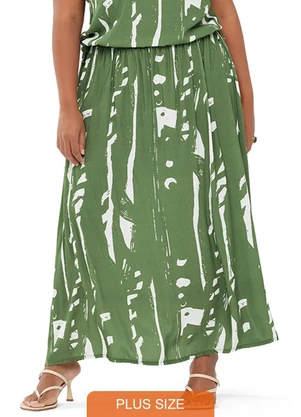 Outlet - Saia Longa Fluida Adulto Plus Size Verde - OUTLET