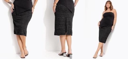 Saia Preto em Malha com Lurex