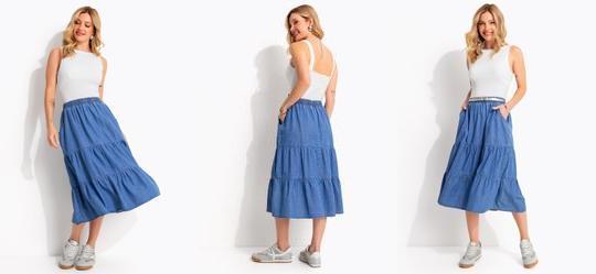 Saia Azul M�dio em Jeans