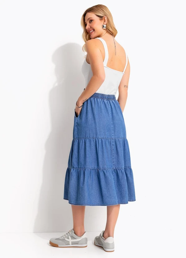 Quintess - Saia Azul Médio em Jeans 2