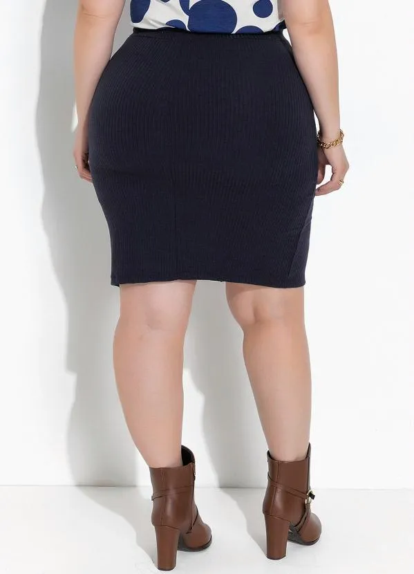 Marguerite - Saia Azul Marinho em Canelado 3