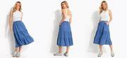 Saia Azul M�dio em Jeans