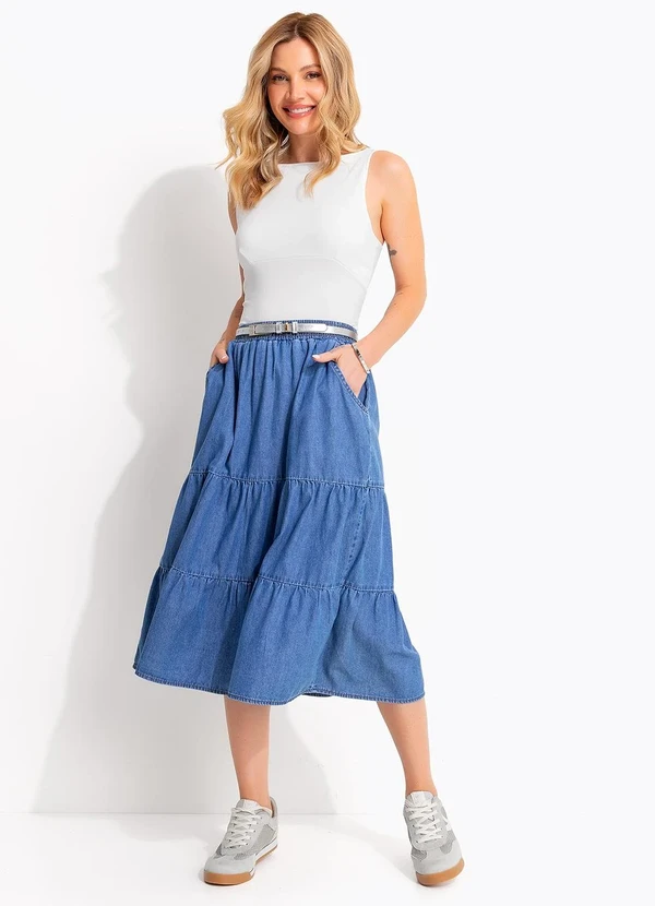 Quintess - Saia Azul Médio em Jeans 3
