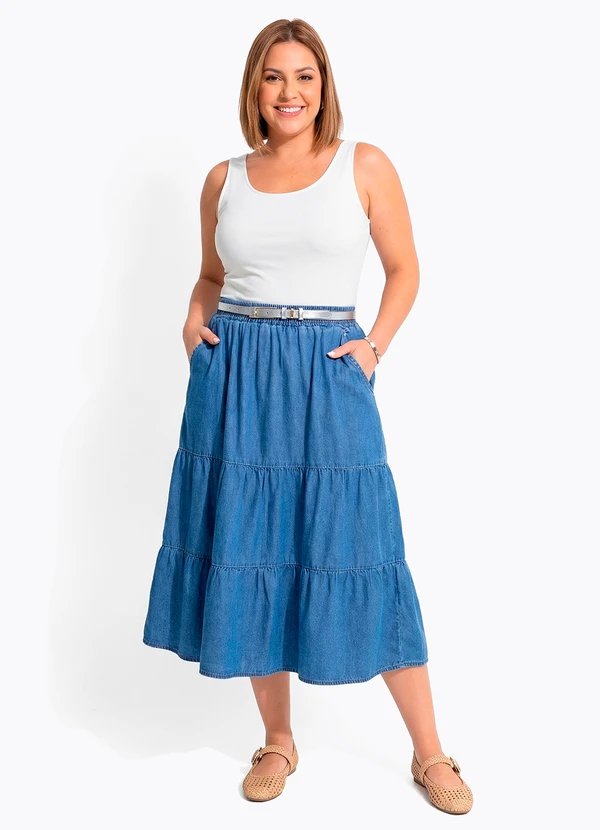Quintess - Saia Azul Médio em Jeans 7