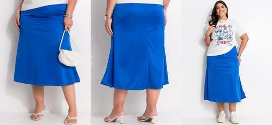 Saia Azul Royal em Malha com Elastano
