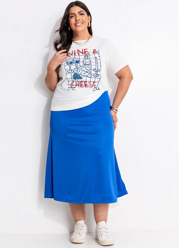 Marguerite - Saia Azul Royal em Malha com Elastano 3