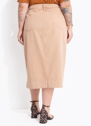 Marguerite - Saia Bege Jeans com Botões - MARGUERITE