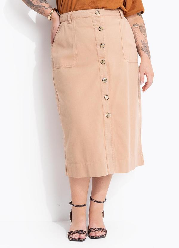 Saia Bege Jeans com Bot�es