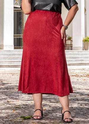 Marguerite - Saia Bordô em Malha Suede - MARGUERITE