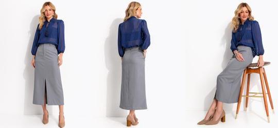 Saia Cinza em Alfaiataria