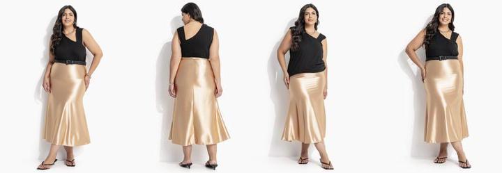 Saia Dourado em Malha com Elastano