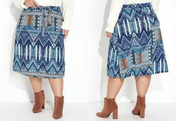 Saia tnica Azul com Faixa na Cintura Plus Size