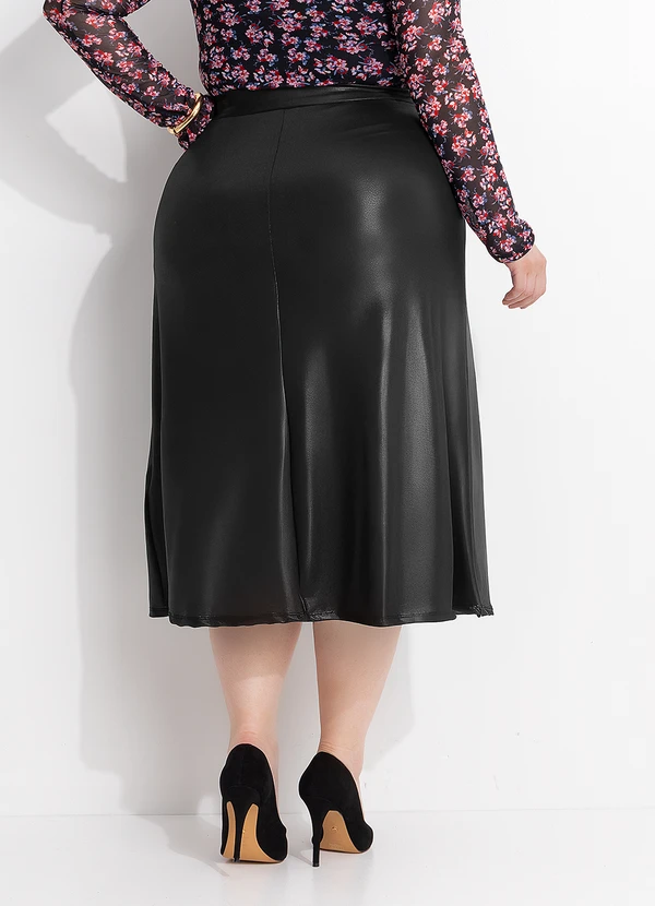 Marguerite - Saia Evasê Preta em Cirrê 2