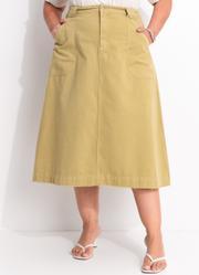 Saia Evas� Verde Oliva em Sarja