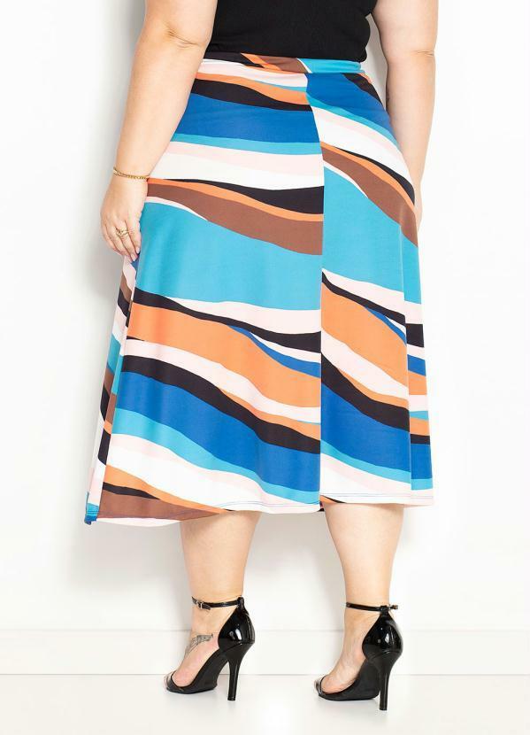 Marguerite - Saia Evasê Zebra Azul Plus Size 2