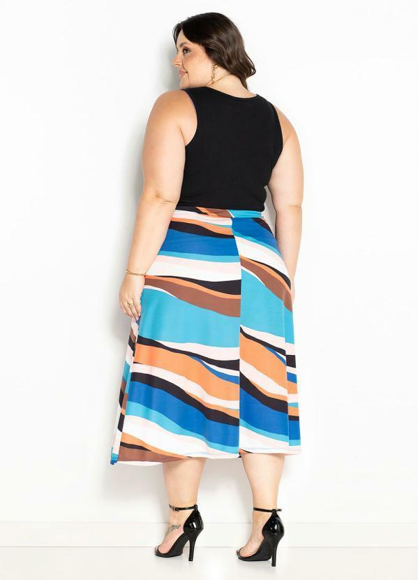 Marguerite - Saia Evasê Zebra Azul Plus Size 4