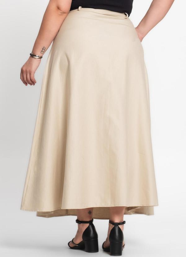 Select - Saia Feminina Midi Godê Sarja com Bolso Bege 2
