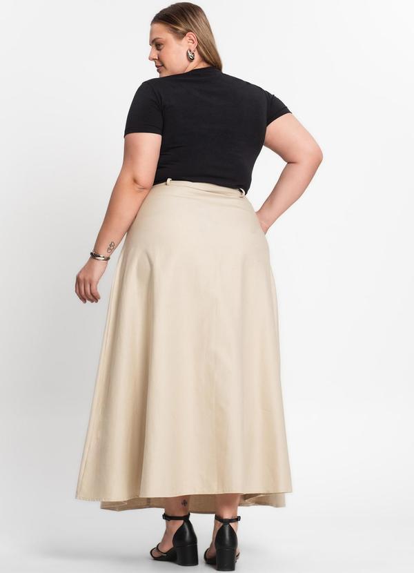 Select - Saia Feminina Midi Godê Sarja com Bolso Bege 4