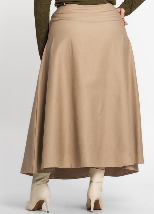 Select - Saia Feminina Midi Godê Sarja com Bolso Bege 2