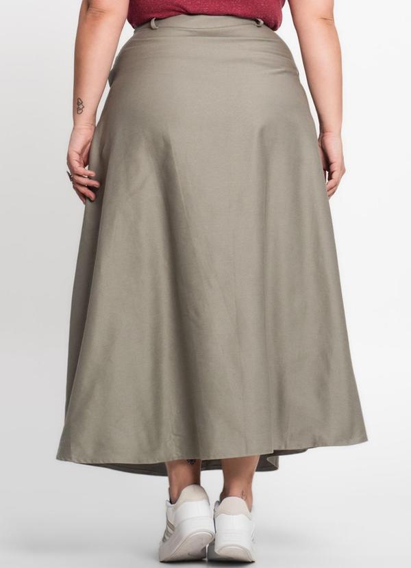 Select - Saia Feminina Midi Godê Sarja com Bolso Cinza 2