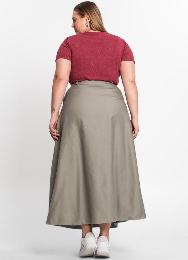 Select - Saia Feminina Midi Godê Sarja com Bolso Cinza 4