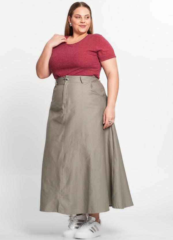 Select - Saia Feminina Midi Godê Sarja com Bolso Cinza 5