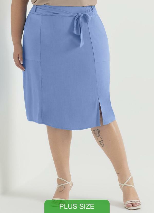 Cativa - Saia Feminina Midi Plus Size Azul
