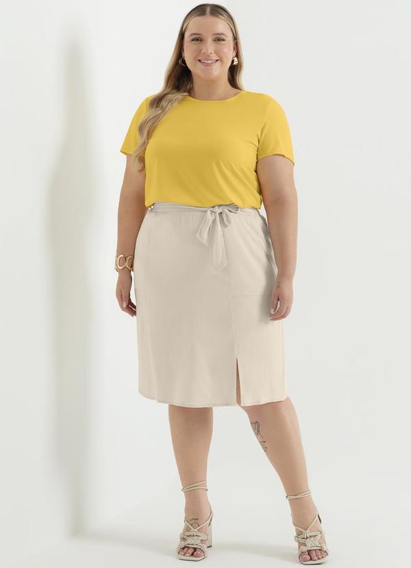 Cativa - Saia Feminina Midi Plus Size Off White 2