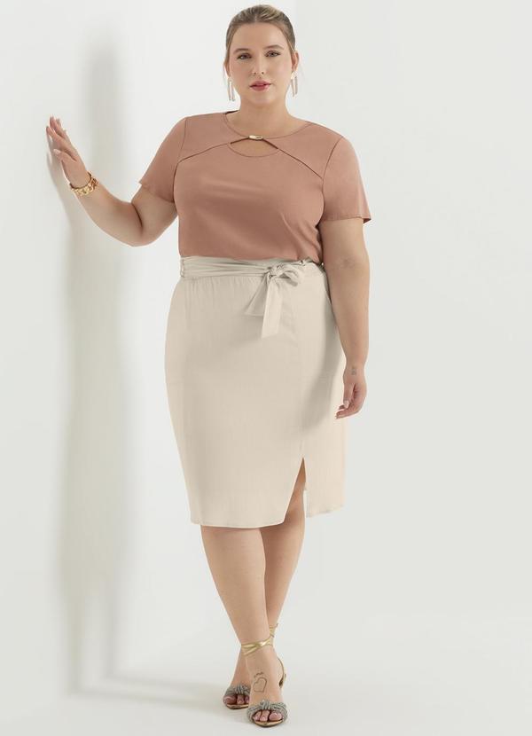 Cativa - Saia Feminina Midi Plus Size Off White 8
