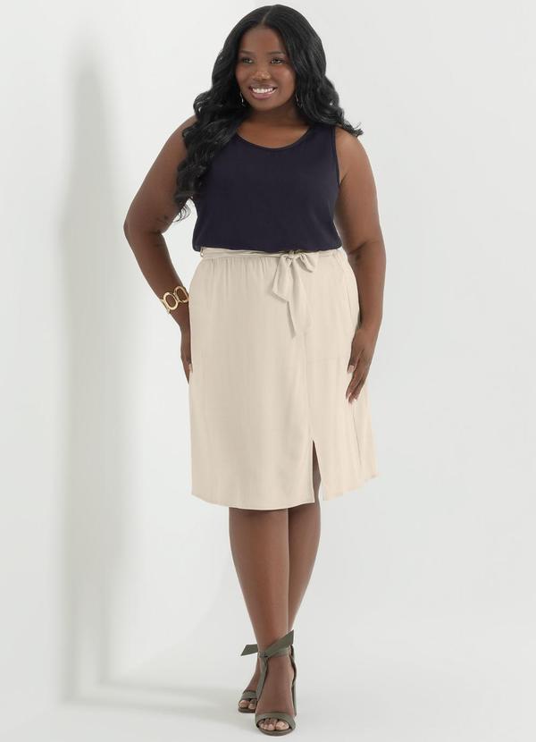 Cativa - Saia Feminina Midi Plus Size Off White 6
