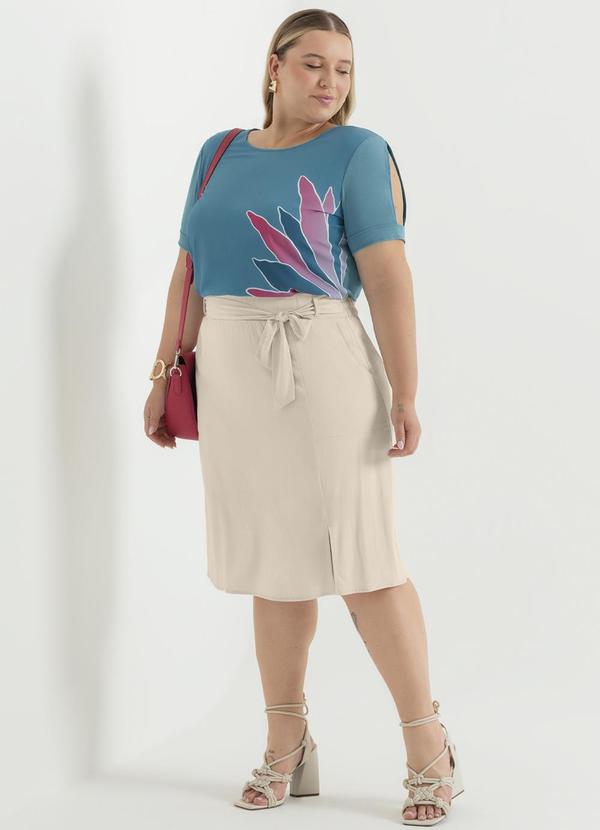 Cativa - Saia Feminina Midi Plus Size Off White 5