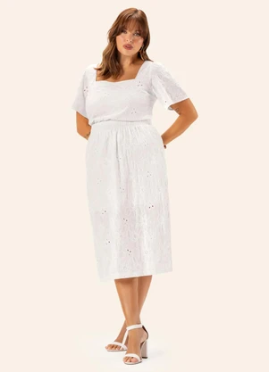 Secret Glam - Saia Feminina Plus Midi  Bege - SECRET GLAM