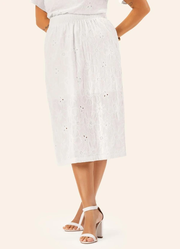 Secret Glam - Saia Feminina Plus Midi Bege