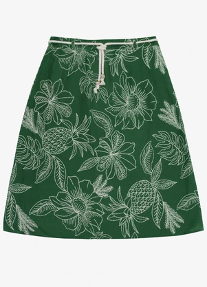 Secret Glam - Saia Feminina Plus Midi com Cinto Verde - SECRET GLAM