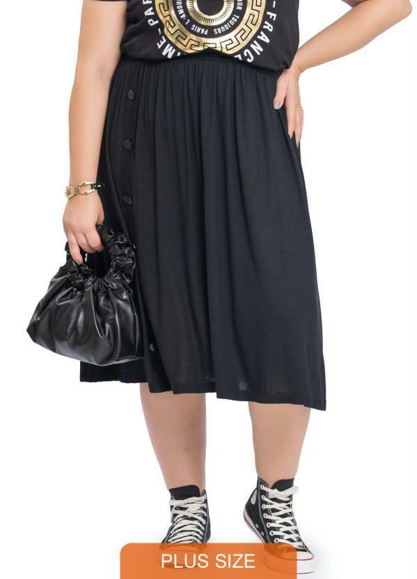 Miss Masy Plus - Saia Feminina Plus Size Suelly Preto