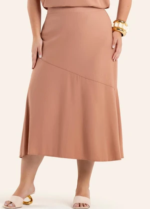 Secret Glam - Saia Feminina Super Midi Viscose Marrom - SECRET GLAM