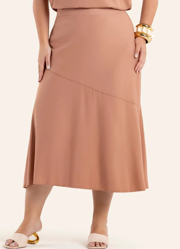 Secret Glam - Saia Feminina Super Midi Viscose Marrom