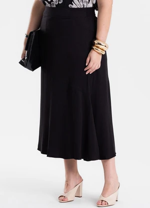 Secret Glam - Saia Feminina Super Midi Viscose Preto - SECRET GLAM