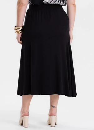 Secret Glam - Saia Feminina Super Midi Viscose Preto - SECRET GLAM