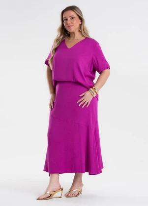 Secret Glam - Saia Feminina Super Midi Viscose Roxo - SECRET GLAM