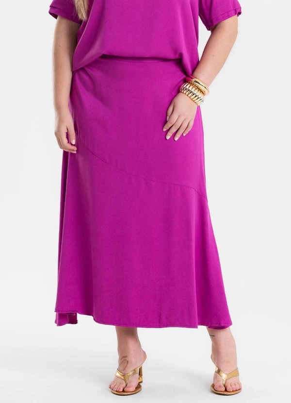 Secret Glam - Saia Feminina Super Midi Viscose Roxo
