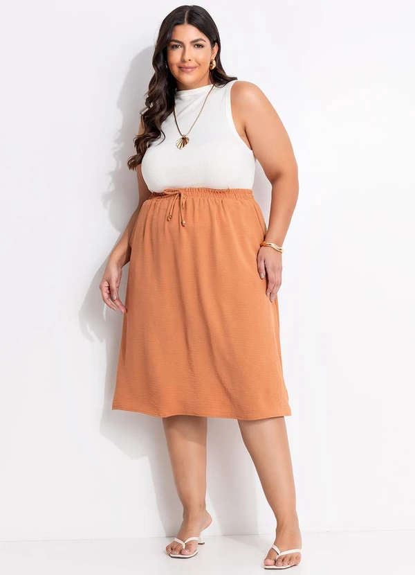 Marguerite - Saia Ferrugem em Crepe Plano 3