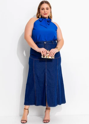 Marguerite - Saia Jeans Azul Escura Alongada - MARGUERITE