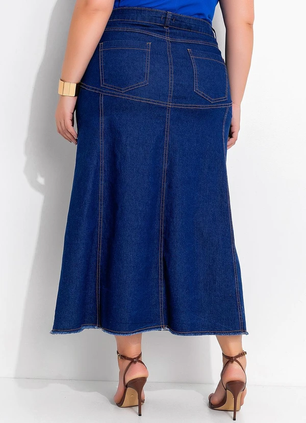 Marguerite - Saia Jeans Azul Escura Alongada 6