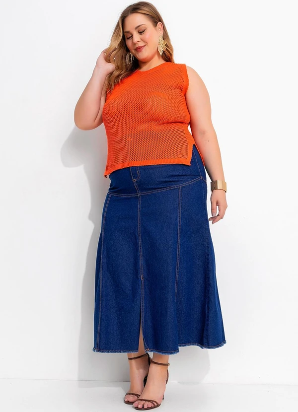 Marguerite - Saia Jeans Azul Escura Alongada 2