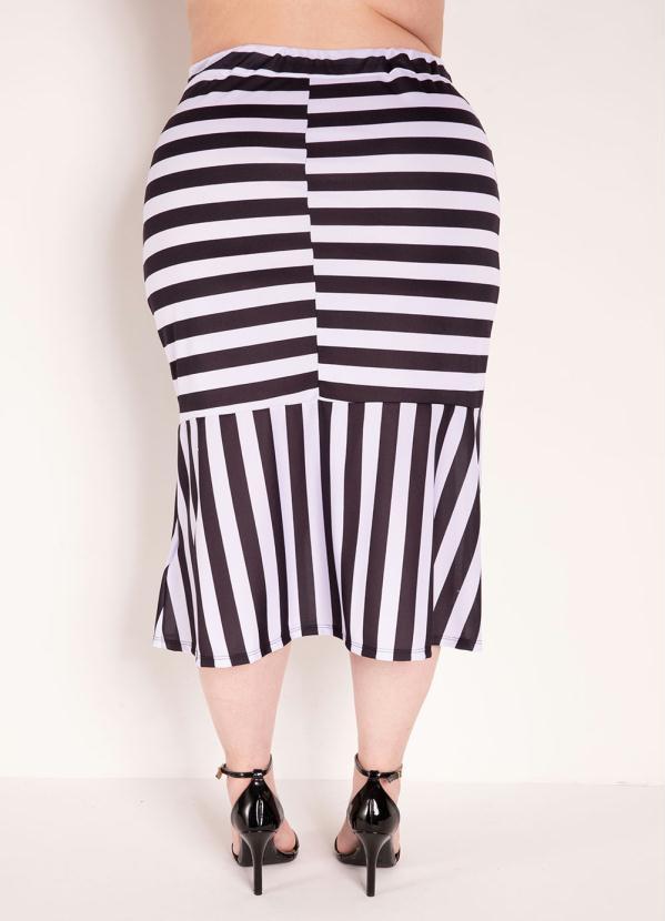 Marguerite - Saia Listrada com Fenda Plus Size 2